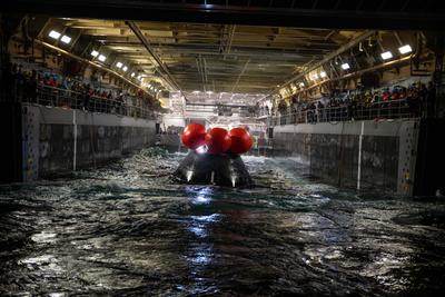 Splashdown recovery training in the Pacific
